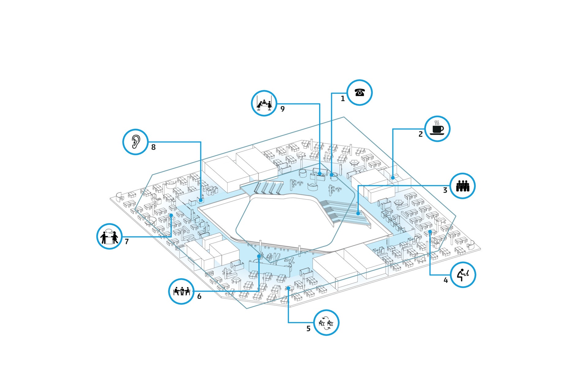Axonometric view - program distribution